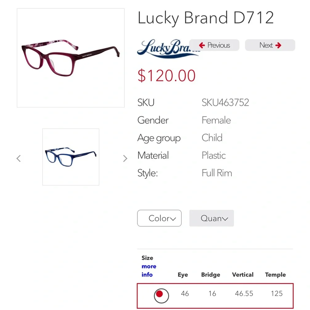 2 Pair Girls Eyewear Frames 1 plastic 1 Metal with Spring Hinges